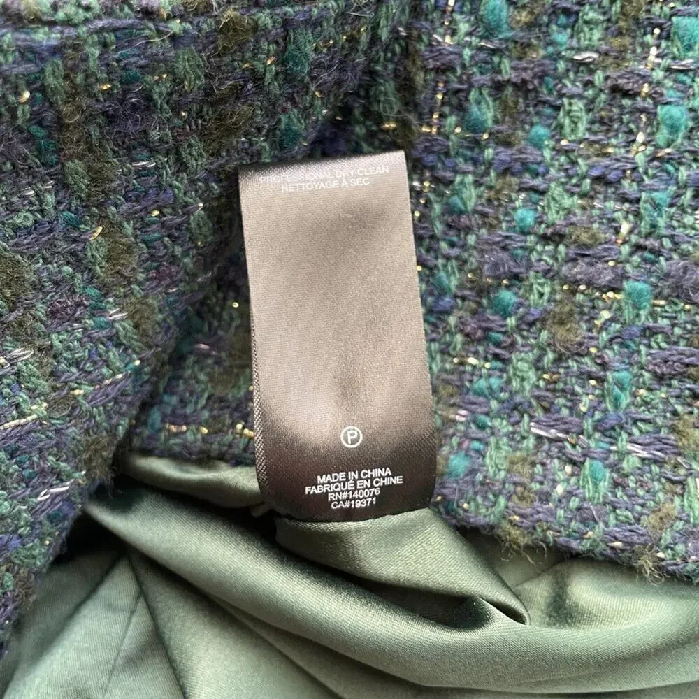 Generation Love Abby Tweed Blazer Green Black Double Breasted S - Picture 7 of 7